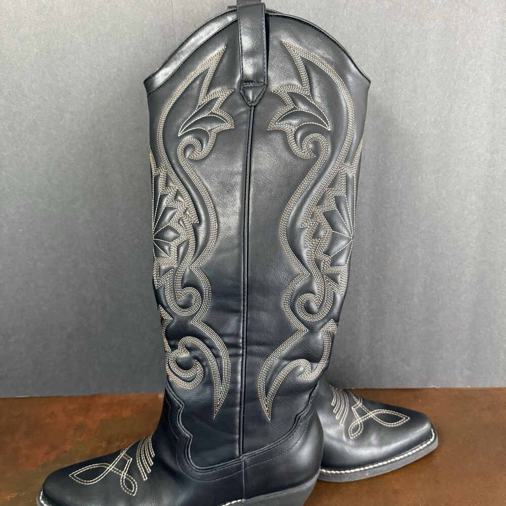 Wild Fabel Kenzi Brown Women's Tall Western Fun Rustic Dress Boots size 6.5 Edgy - Picture 3 of 16
